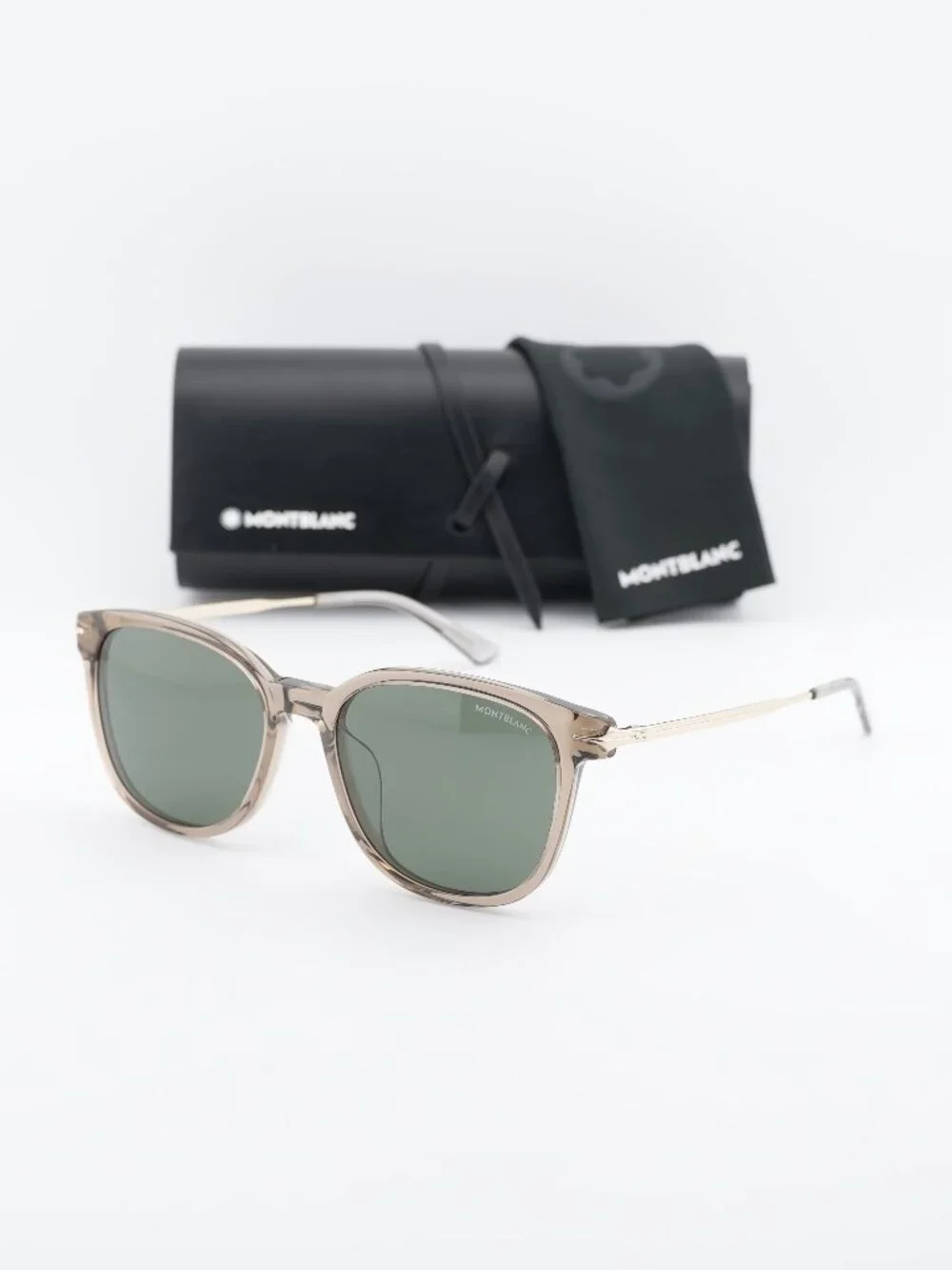 Montblanc MB0304SA 004 Square Sunglasses - Brown / Grey